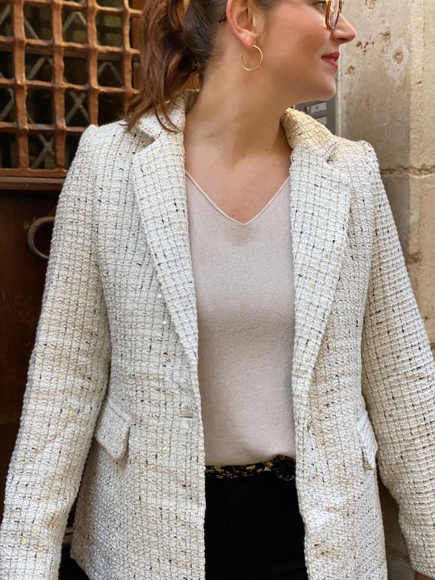 Blazer blanc à sequin