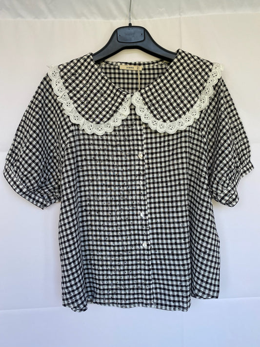 Blouse vichy à manches courtes