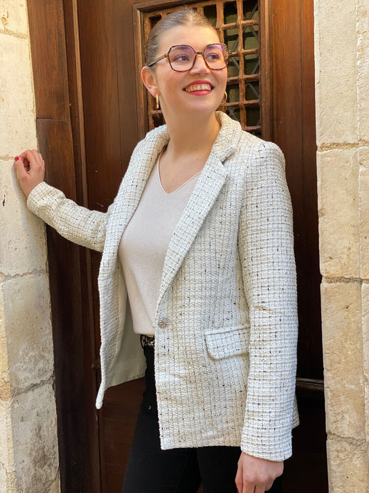 Blazer blanc à sequin